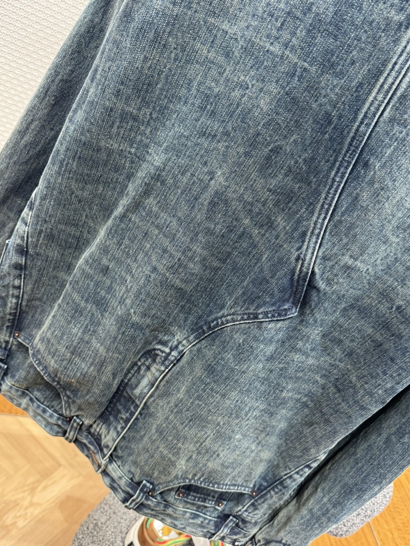 Balenciaga Distressed Single-Breasted Pocket Lapel Denim Jacket 7