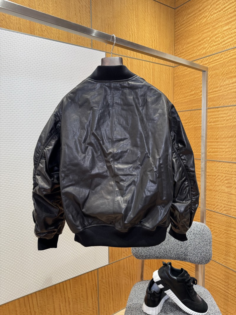 Prada Genuine Leather Zipper Triangle Label Jacket Coat 1