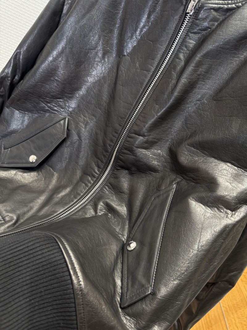 Prada Genuine Leather Zipper Triangle Label Jacket Coat 4