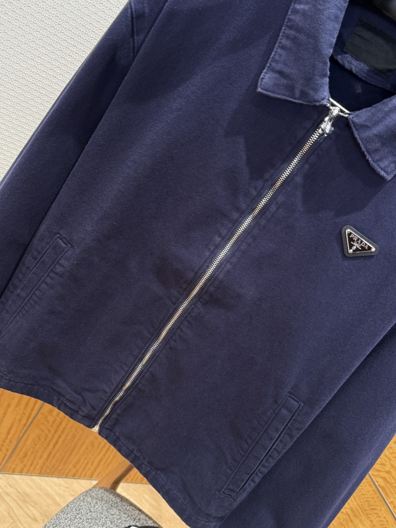 Prada Triangular Logo Distressed Denim Jacket 3