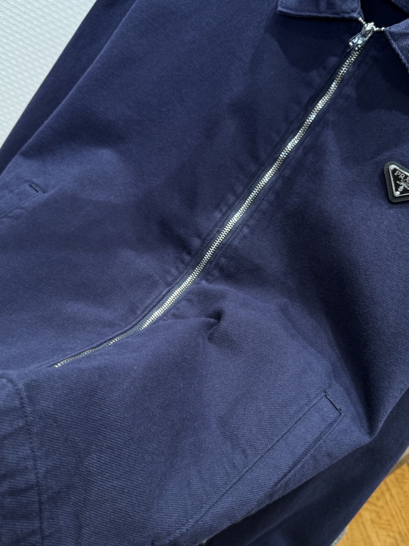 Prada Triangular Logo Distressed Denim Jacket 4