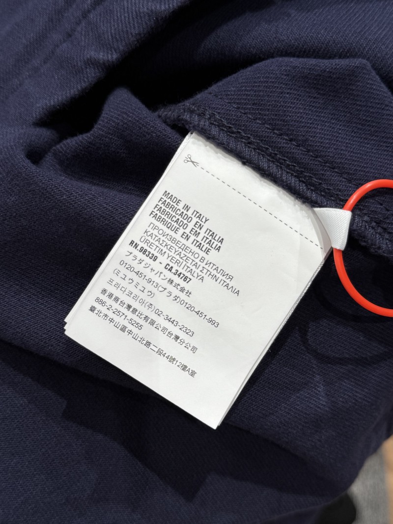 Prada Triangular Logo Distressed Denim Jacket 8