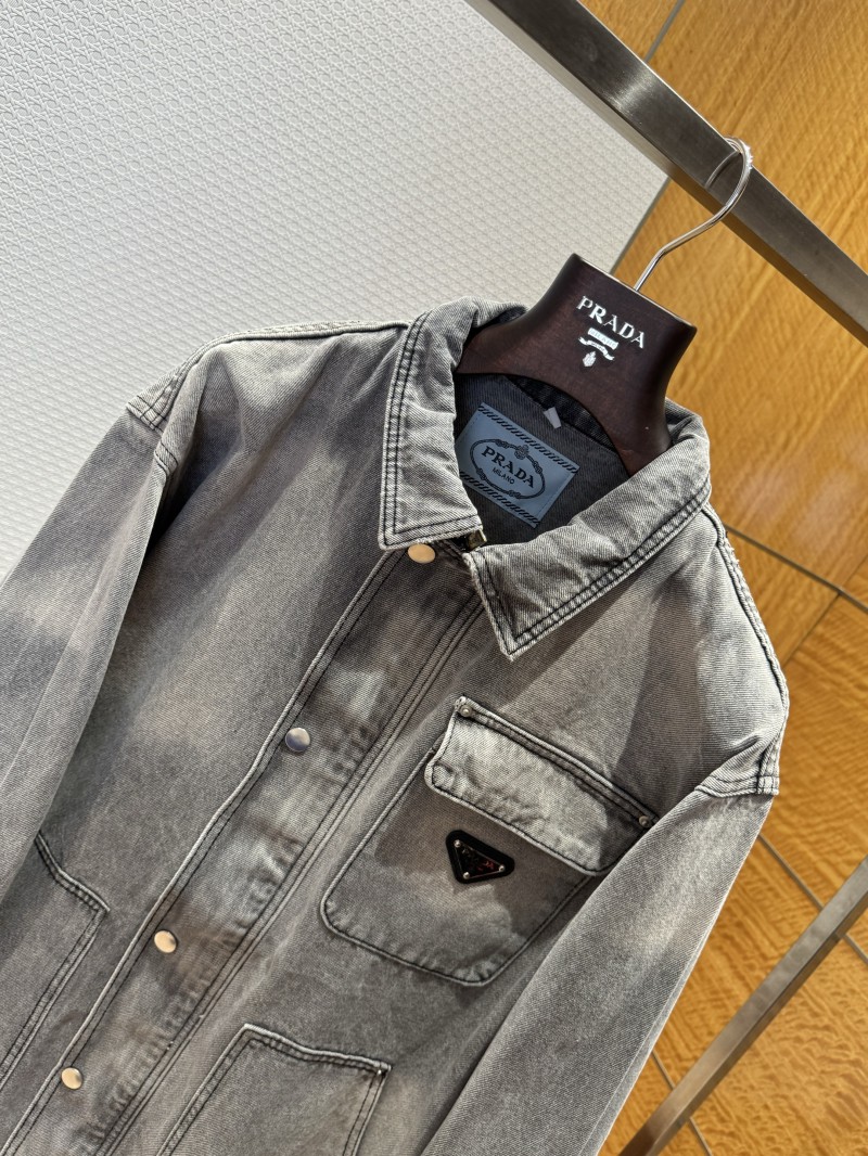 Prada Solid Color Single-Breasted Casual Denim Jacket 2
