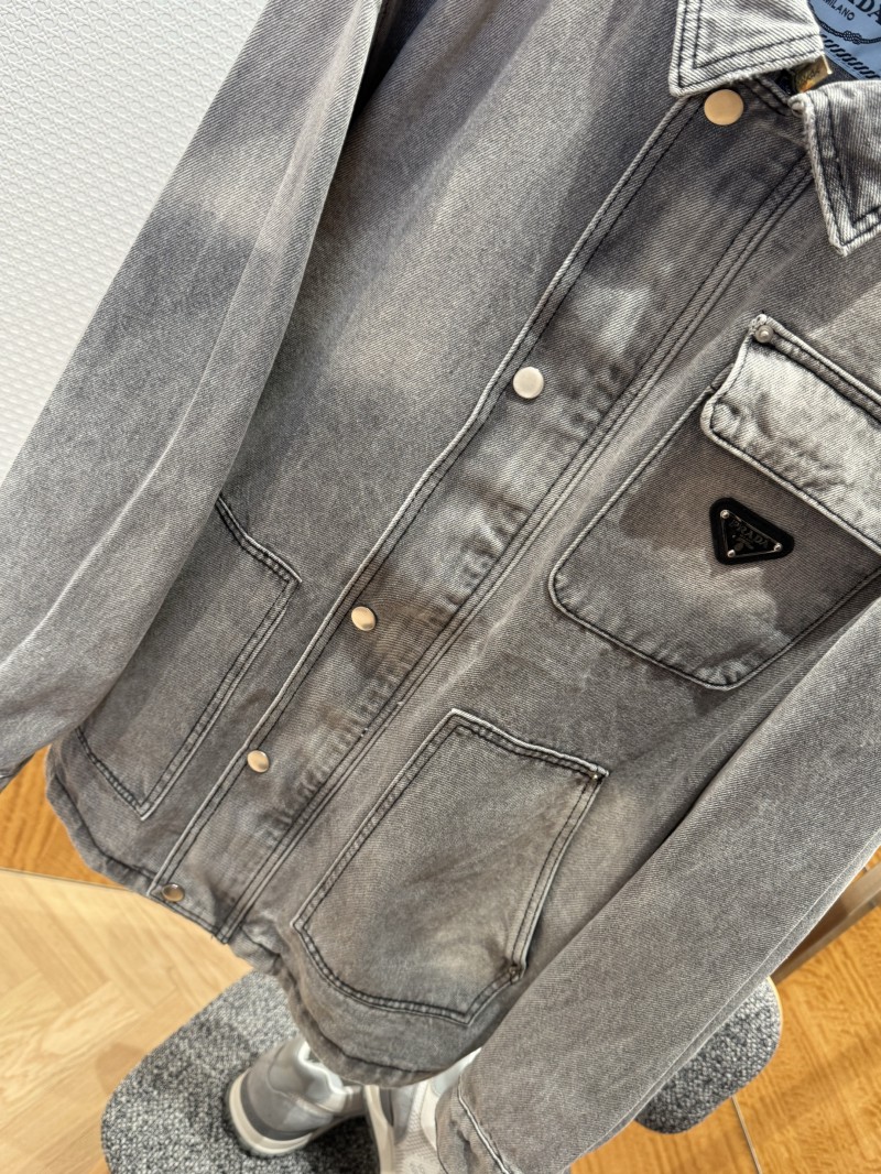 Prada Solid Color Single-Breasted Casual Denim Jacket 3