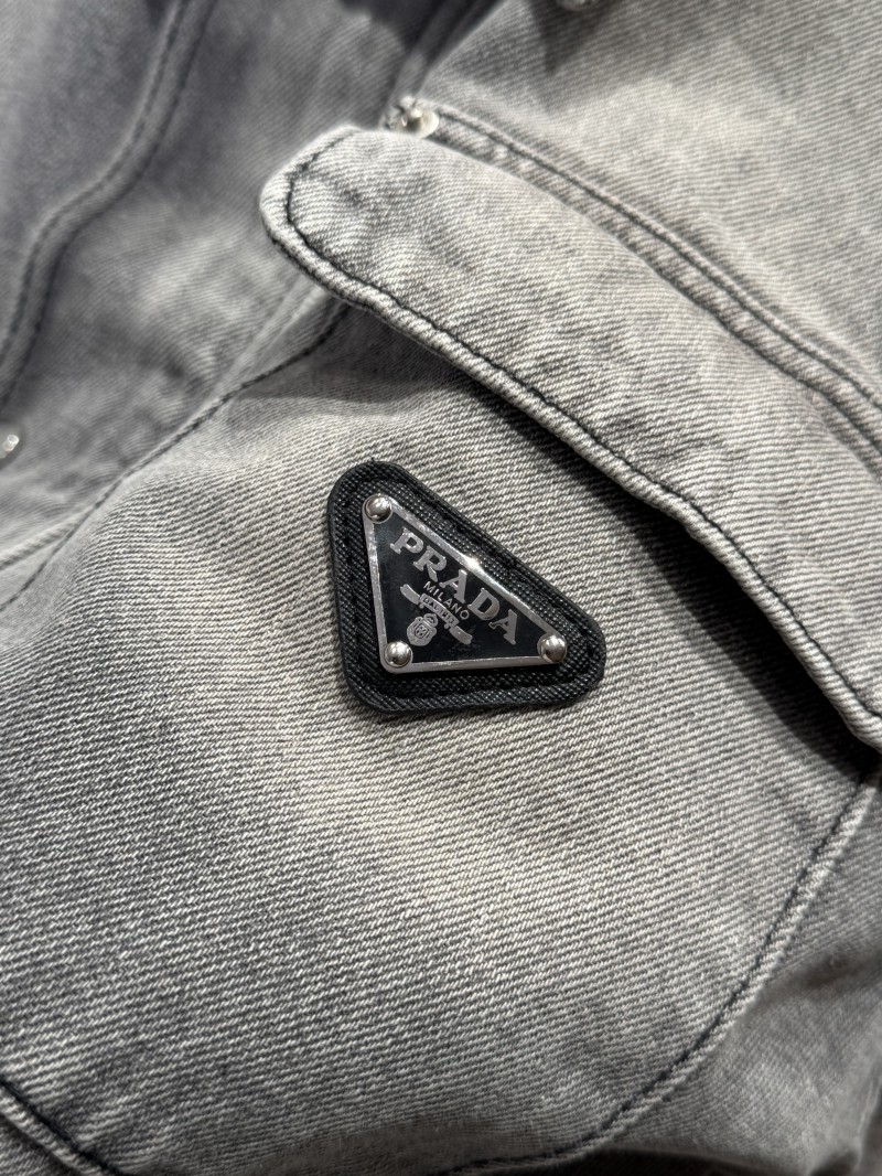 Prada Solid Color Single-Breasted Casual Denim Jacket 5