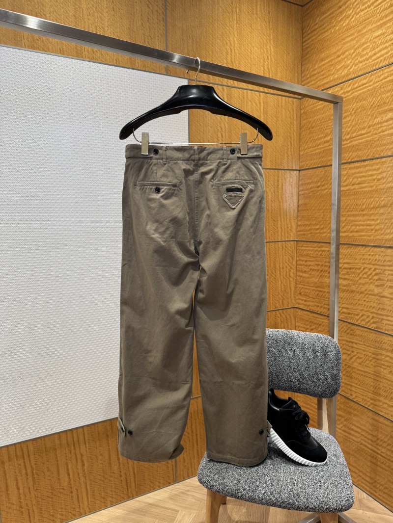 Prada Wide-Leg Twill Casual Pants 1