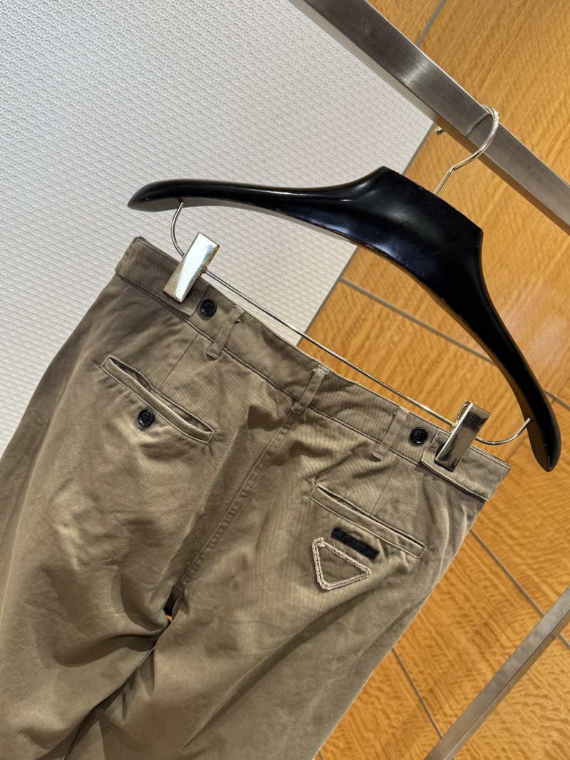 Prada Wide-Leg Twill Casual Pants 6
