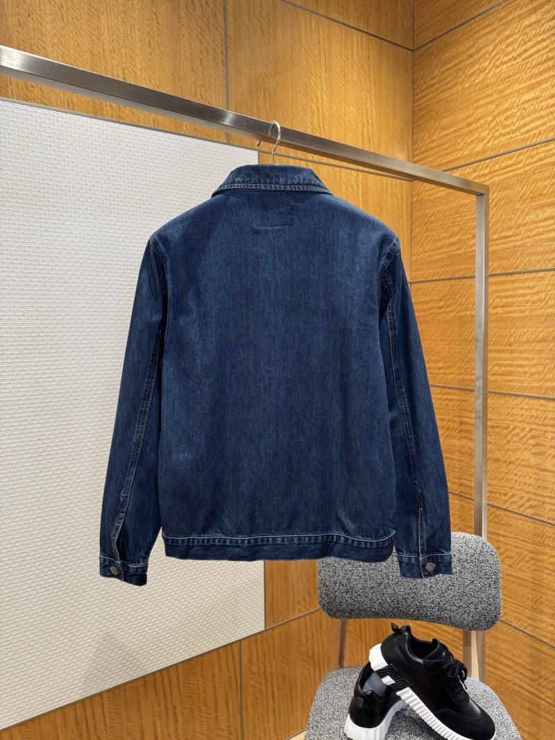 Prada Washed Zipper Long-Sleeve Denim Jacket Coat 1