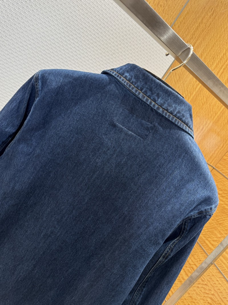 Prada Washed Zipper Long-Sleeve Denim Jacket Coat 6