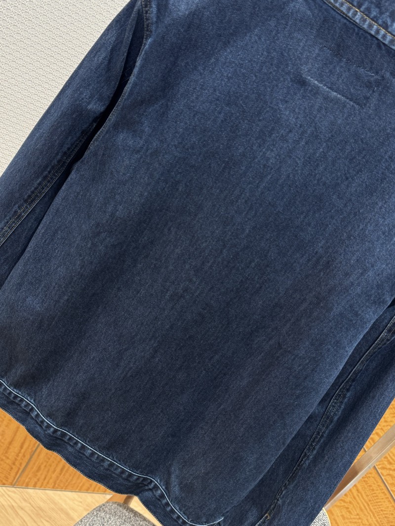 Prada Washed Zipper Long-Sleeve Denim Jacket Coat 7