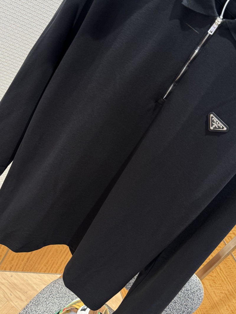 Prada Triangular Logo Long-Sleeve Polo Shirt 3