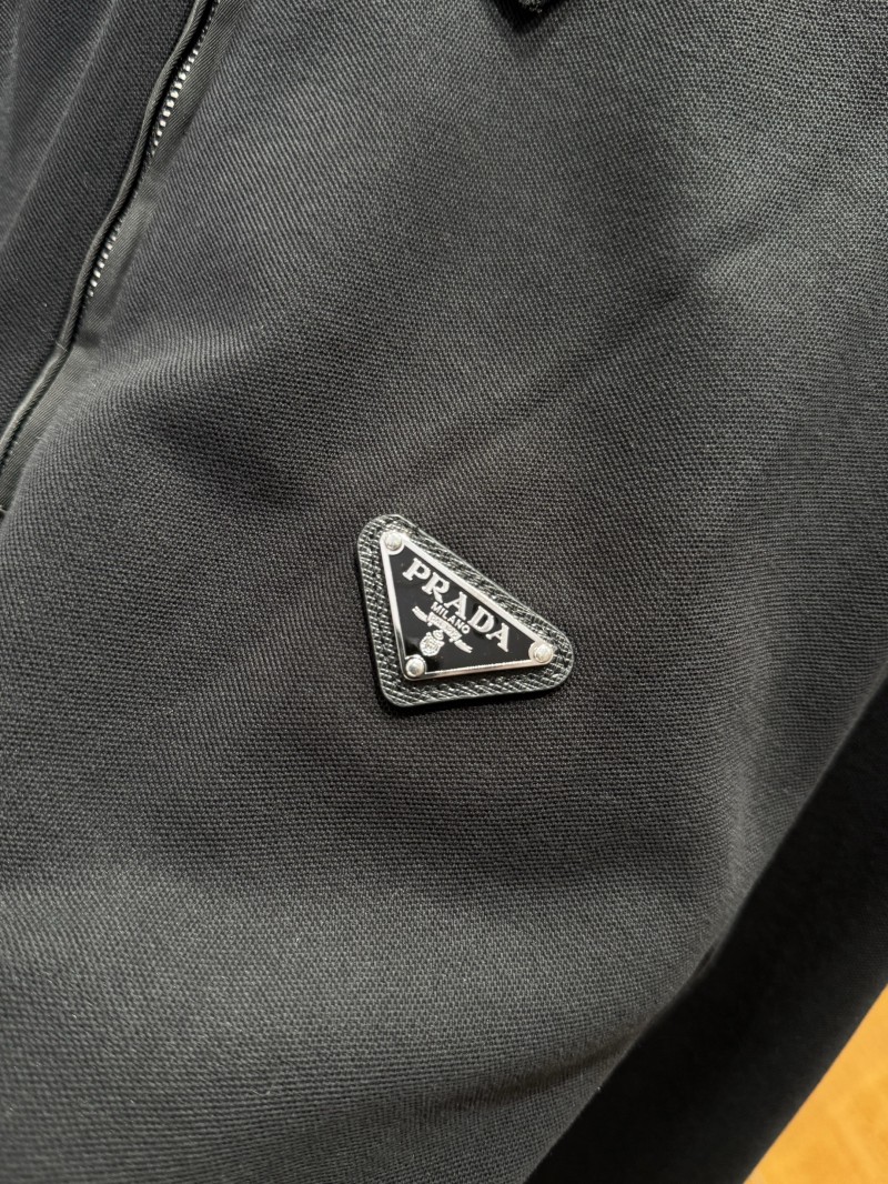 Prada Triangular Logo Long-Sleeve Polo Shirt 5