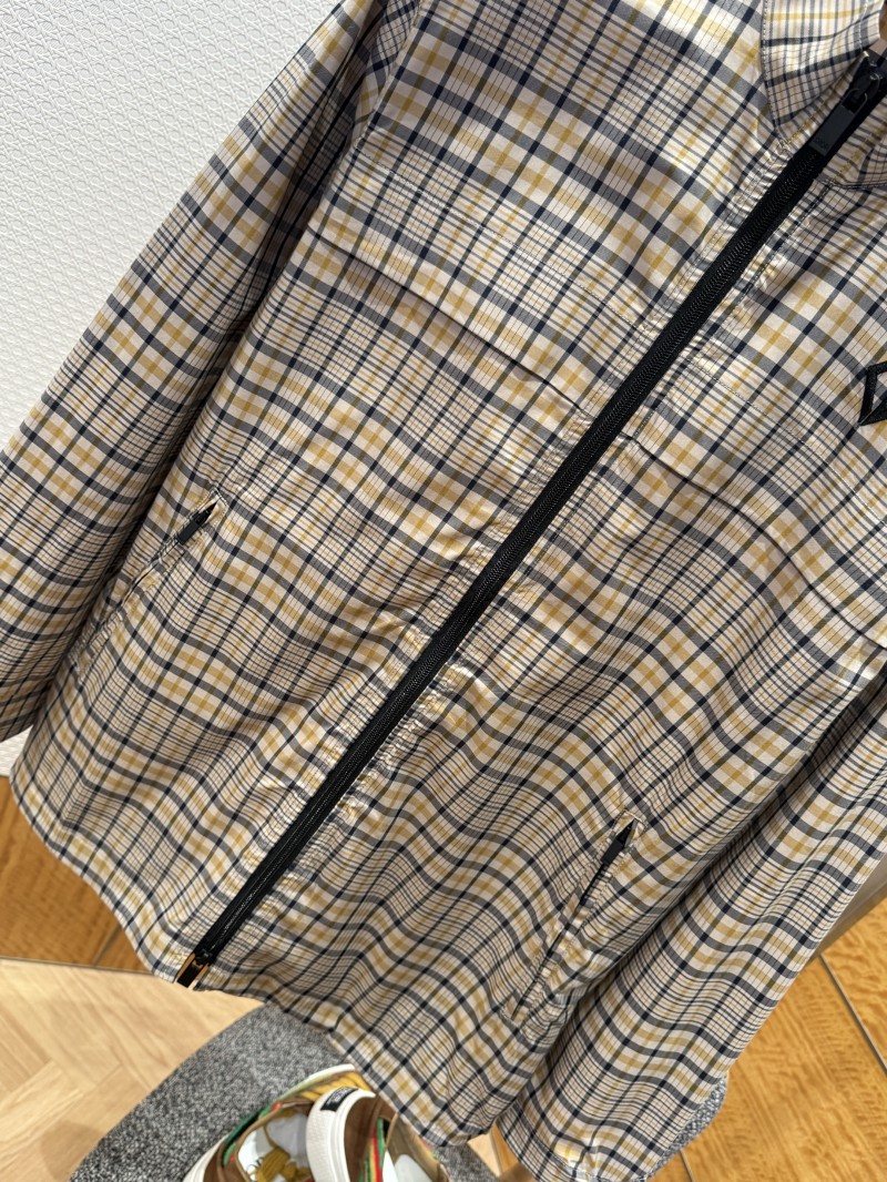 Dior Checkered Stand Collar Embroidered Long-Sleeve Jacket Coat 3