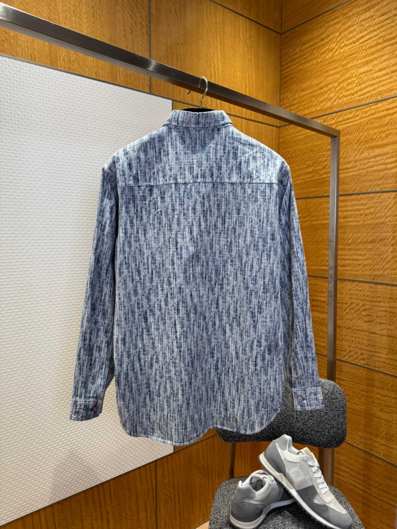 Dior All-Over Print Denim Lapel Collar Shirt 1