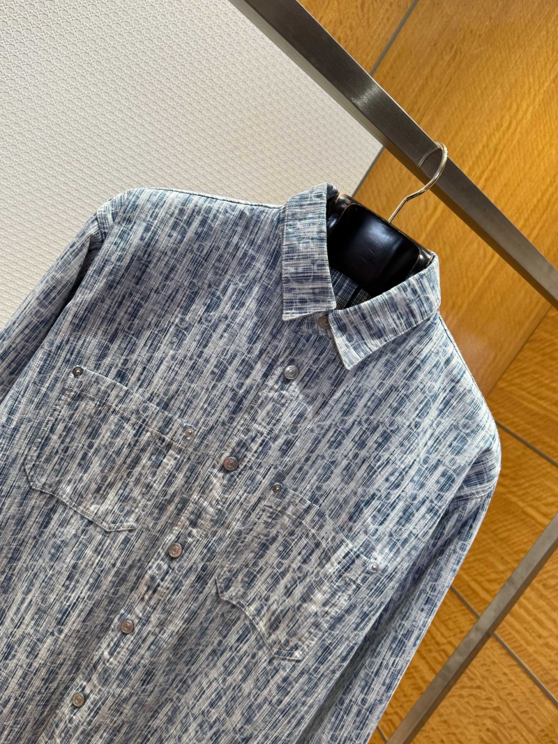 Dior All-Over Print Denim Lapel Collar Shirt 2