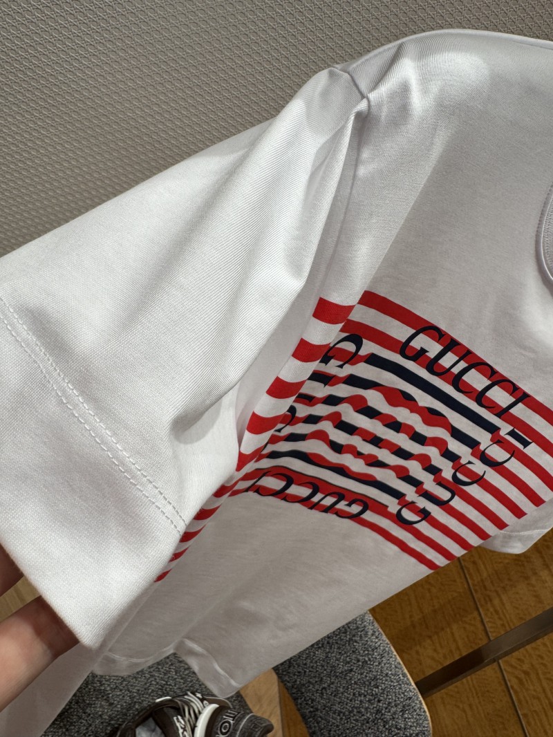 Gucci Color-Block Striped Letter Print Short-Sleeve T-Shirt 4