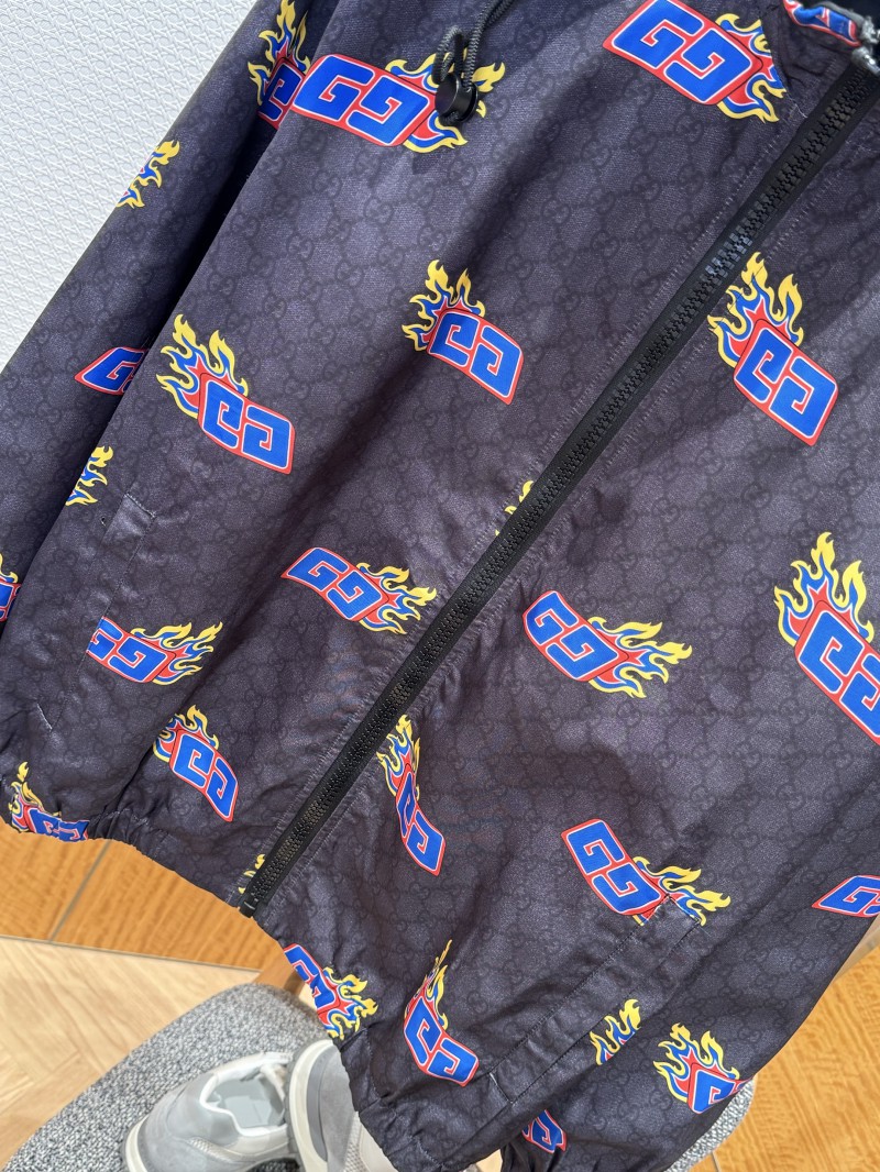 Gucci Double G Flame Pattern All-Over Print Patchwork Jacket 3