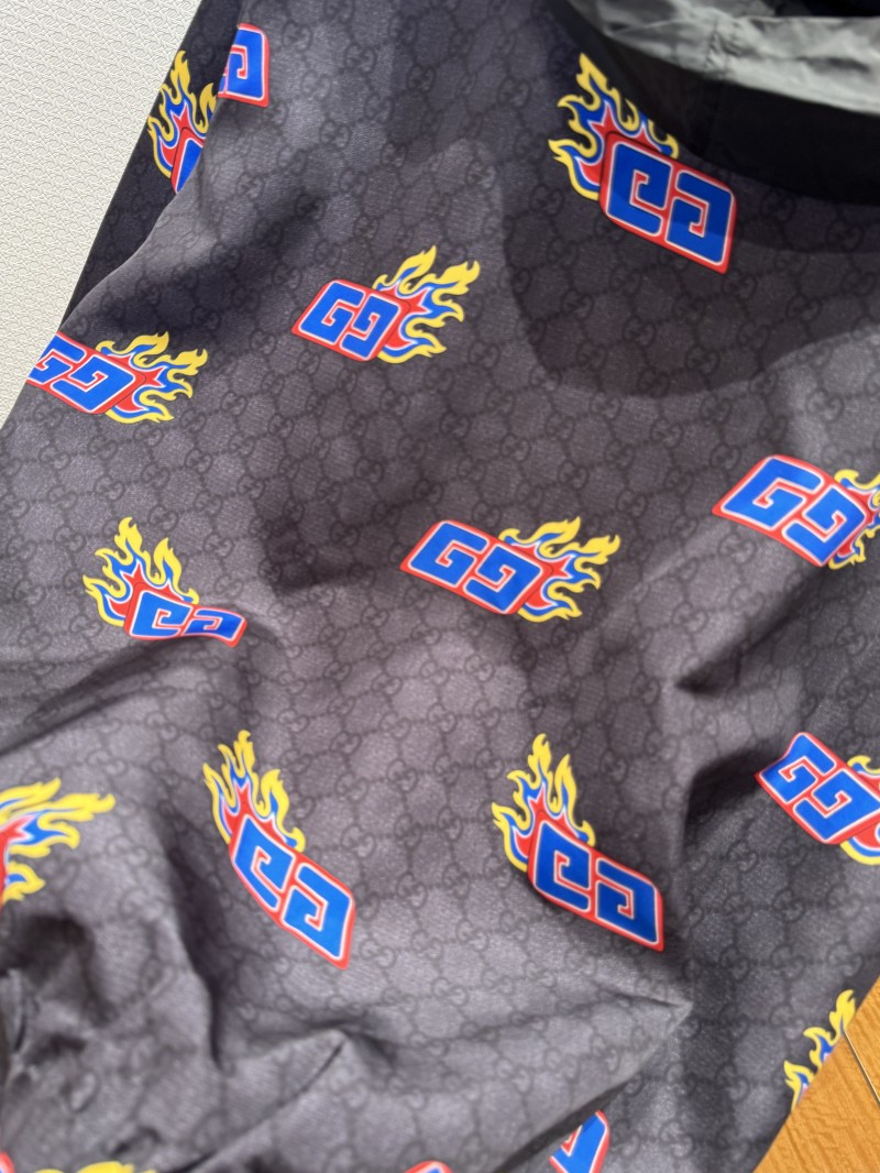 Gucci Double G Flame Pattern All-Over Print Patchwork Jacket 7
