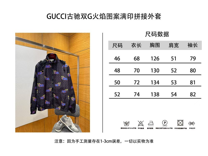 Gucci Double G Flame Pattern All-Over Print Patchwork Jacket 9