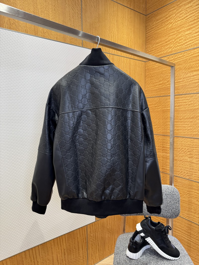 Gucci Patchwork Embossed Leather Jacket Coat 1