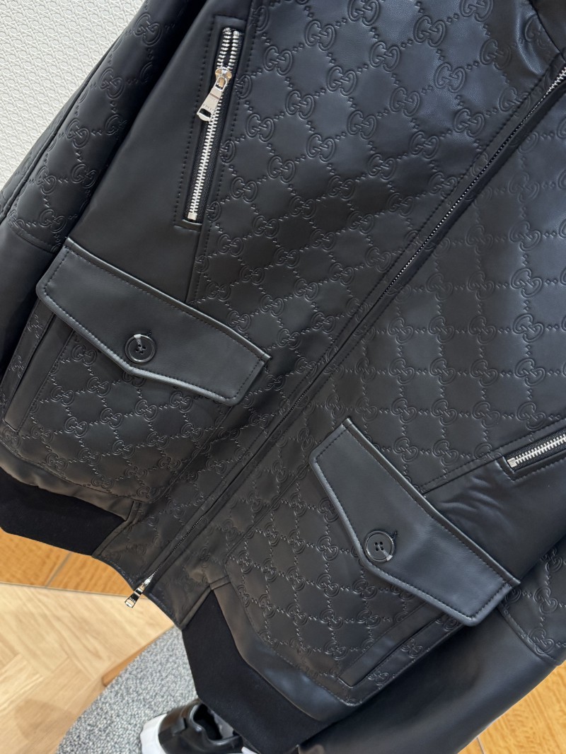 Gucci Patchwork Embossed Leather Jacket Coat 3
