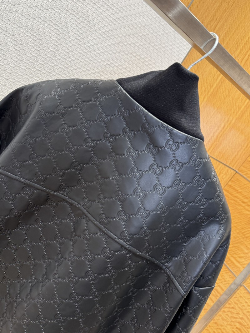 Gucci Patchwork Embossed Leather Jacket Coat 5