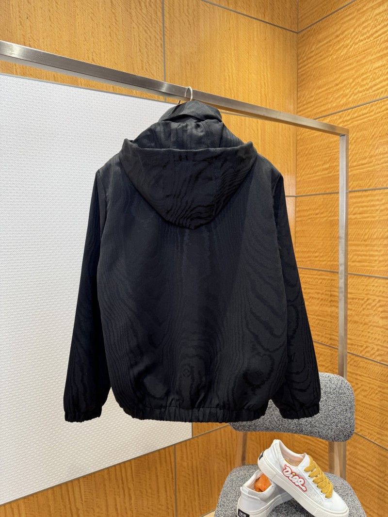 LV Dark Texture Hooded Jacket Coat 2 1