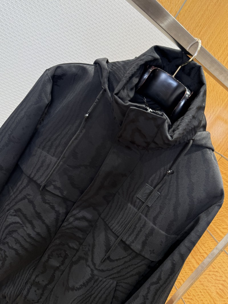 LV Dark Texture Hooded Jacket Coat 2 2