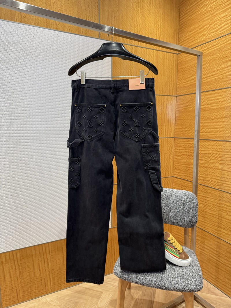 LV Washed Embossed Denim Trousers 1