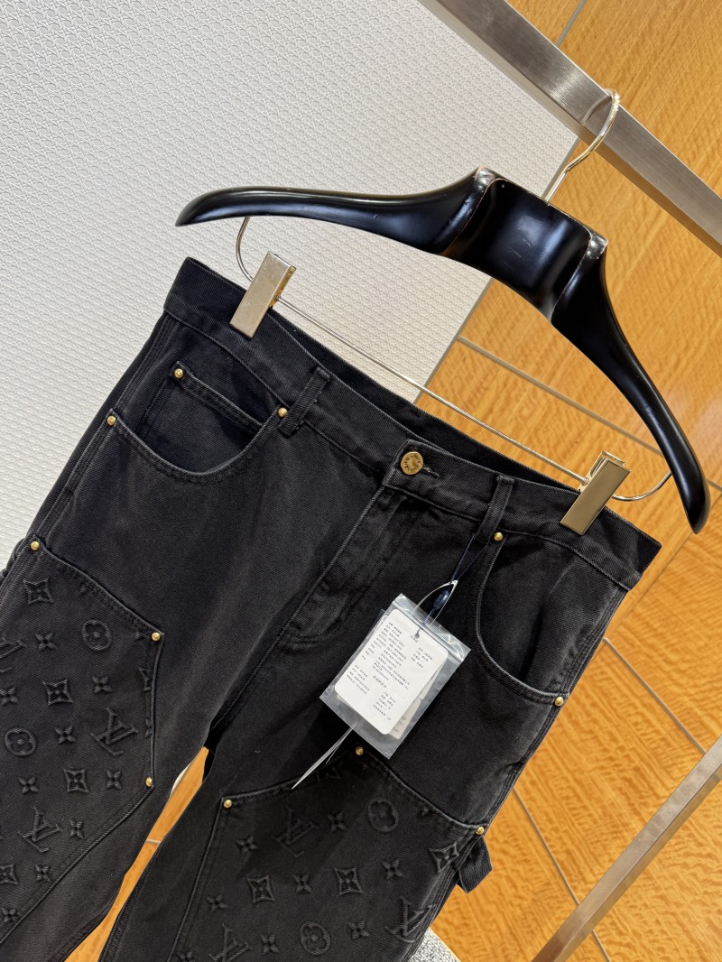 LV Washed Embossed Denim Trousers 2