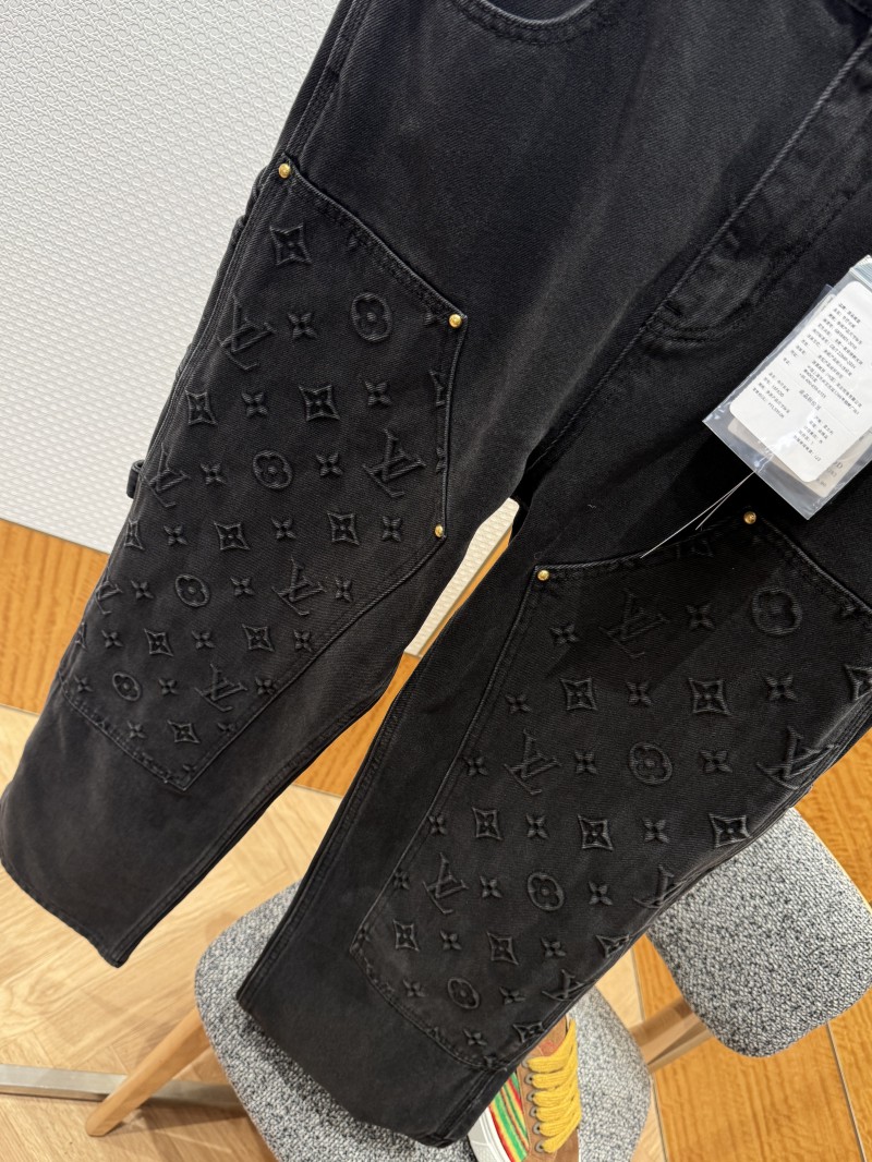 LV Washed Embossed Denim Trousers 3