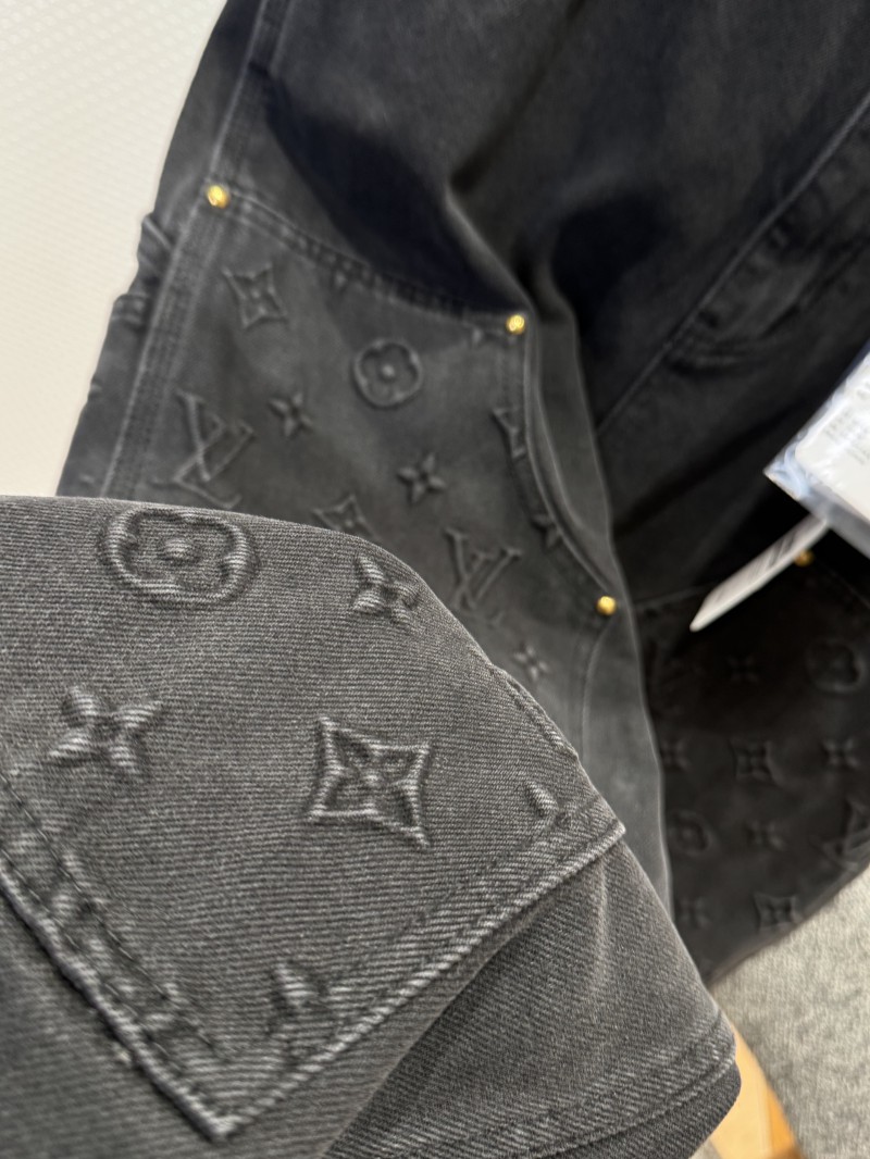 LV Washed Embossed Denim Trousers 4