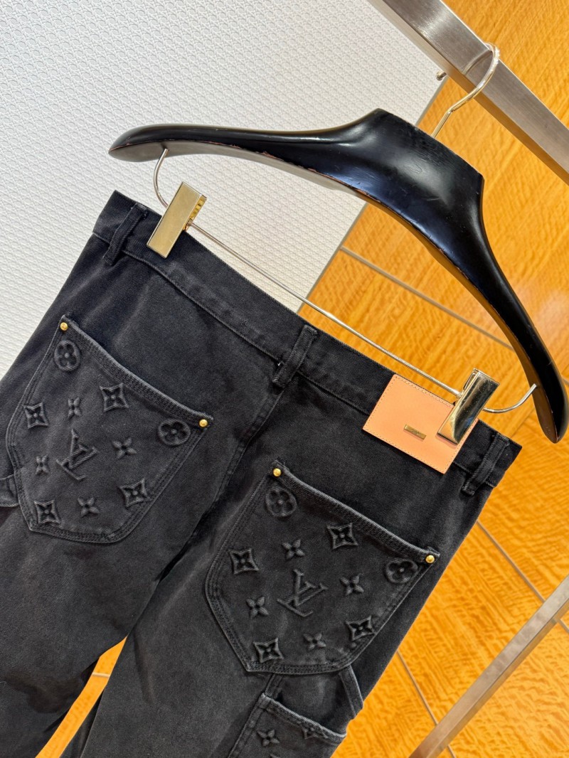 LV Washed Embossed Denim Trousers 5