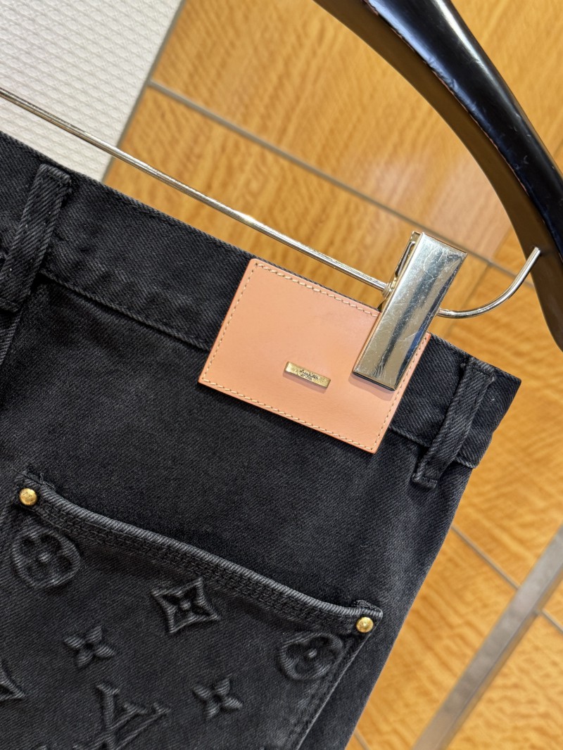 LV Washed Embossed Denim Trousers 6