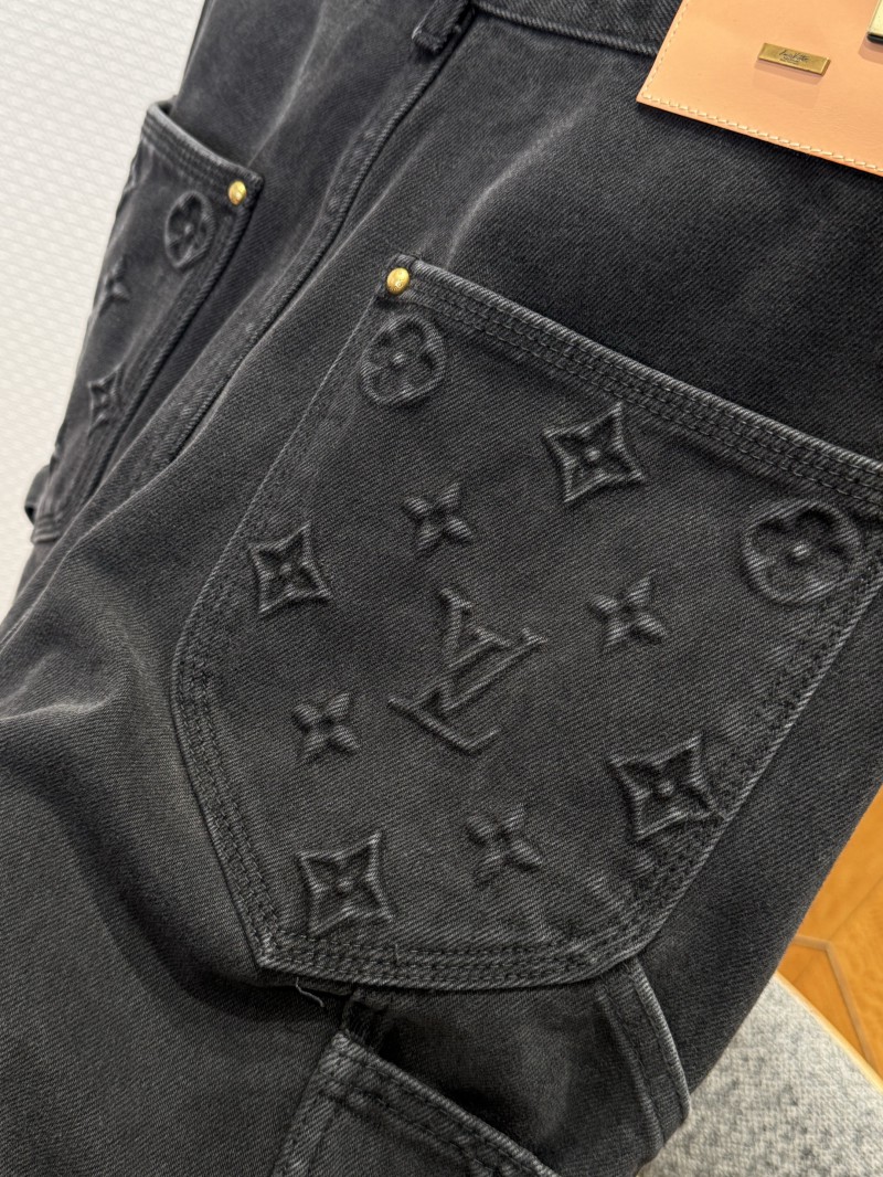 LV Washed Embossed Denim Trousers 7