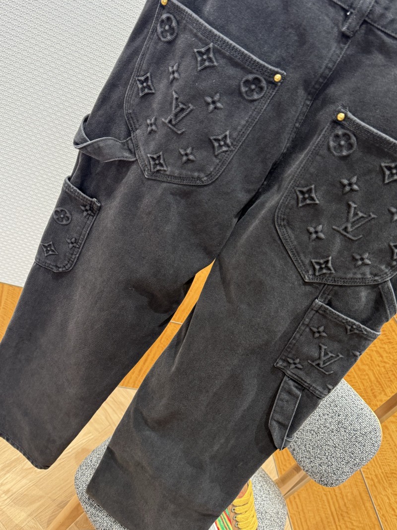 LV Washed Embossed Denim Trousers 8