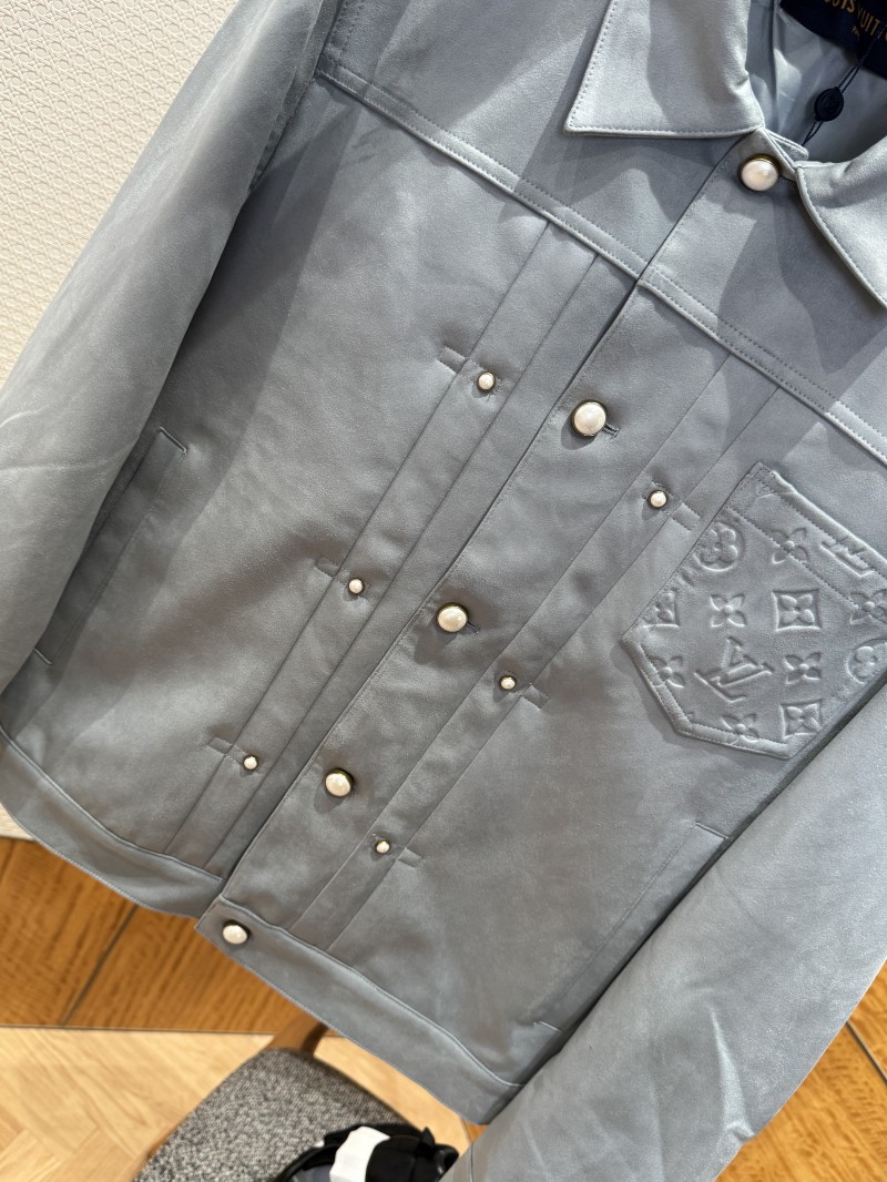 LV Suede Embossed Jacket Coat 1 3
