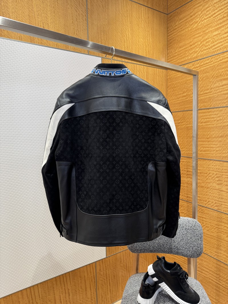 LV Patchwork Racing Leather Jacket Coat 1