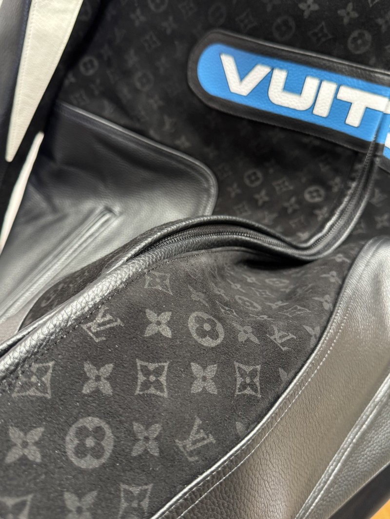 LV Patchwork Racing Leather Jacket Coat 4