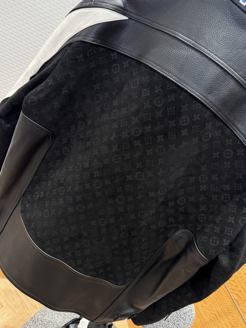LV Patchwork Racing Leather Jacket Coat 6