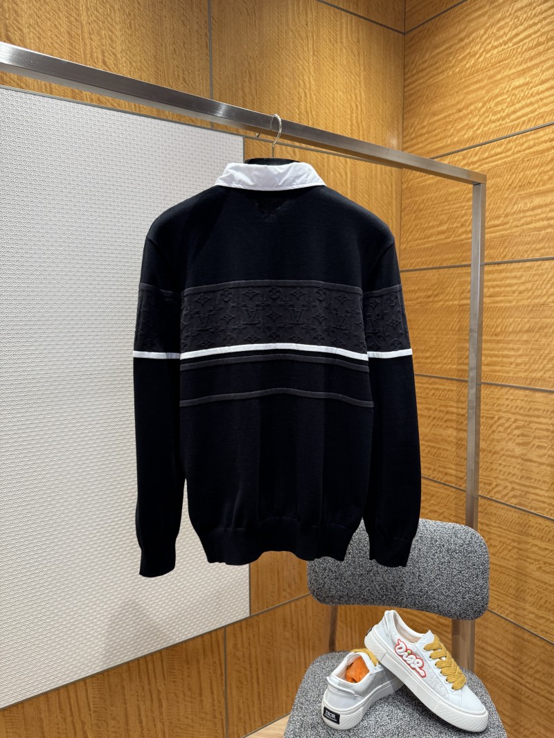 LV Jacquard Color-Block Knit Polo Shirt 1