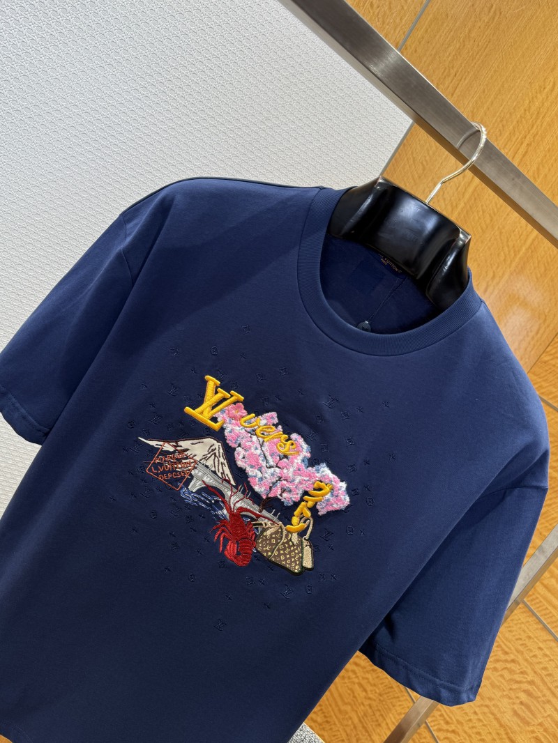 LV Embroidered Crew Neck Short-Sleeve T-Shirt 2