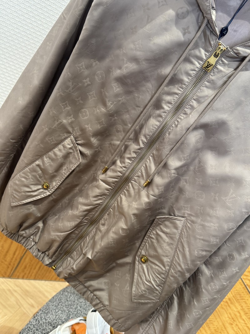 LV Logo All-Over Print Zipper Hooded Jacket 1 3
