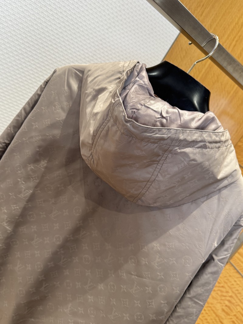 LV Logo All-Over Print Zipper Hooded Jacket 1 6