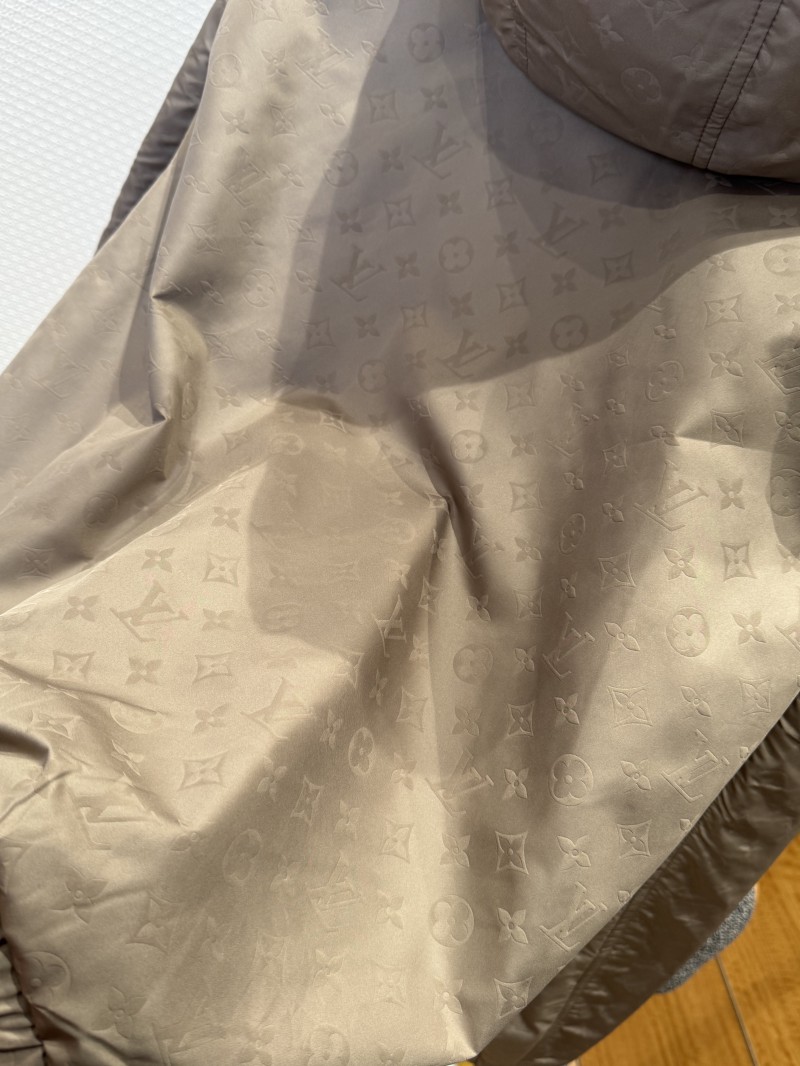 LV Logo All-Over Print Zipper Hooded Jacket 1 8