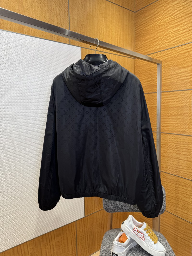 LV Logo All-Over Print Zipper Hooded Jacket 2 1