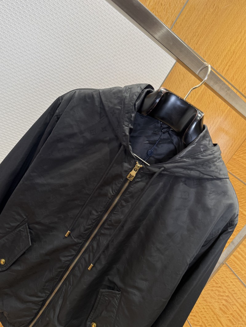 LV Logo All-Over Print Zipper Hooded Jacket 2 2