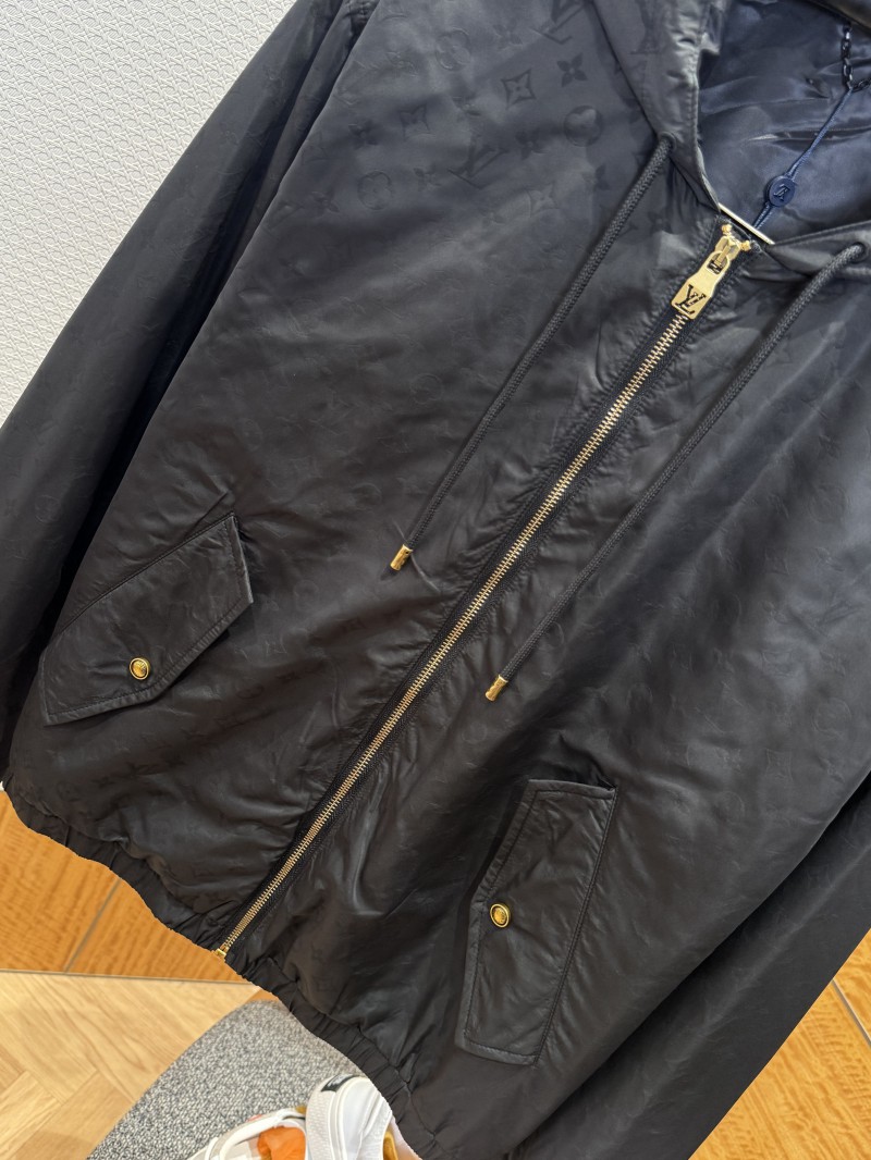 LV Logo All-Over Print Zipper Hooded Jacket 2 3