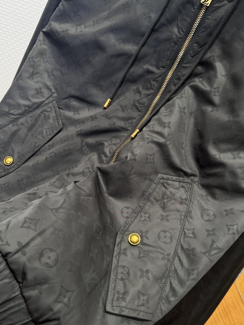 LV Logo All-Over Print Zipper Hooded Jacket 2 4