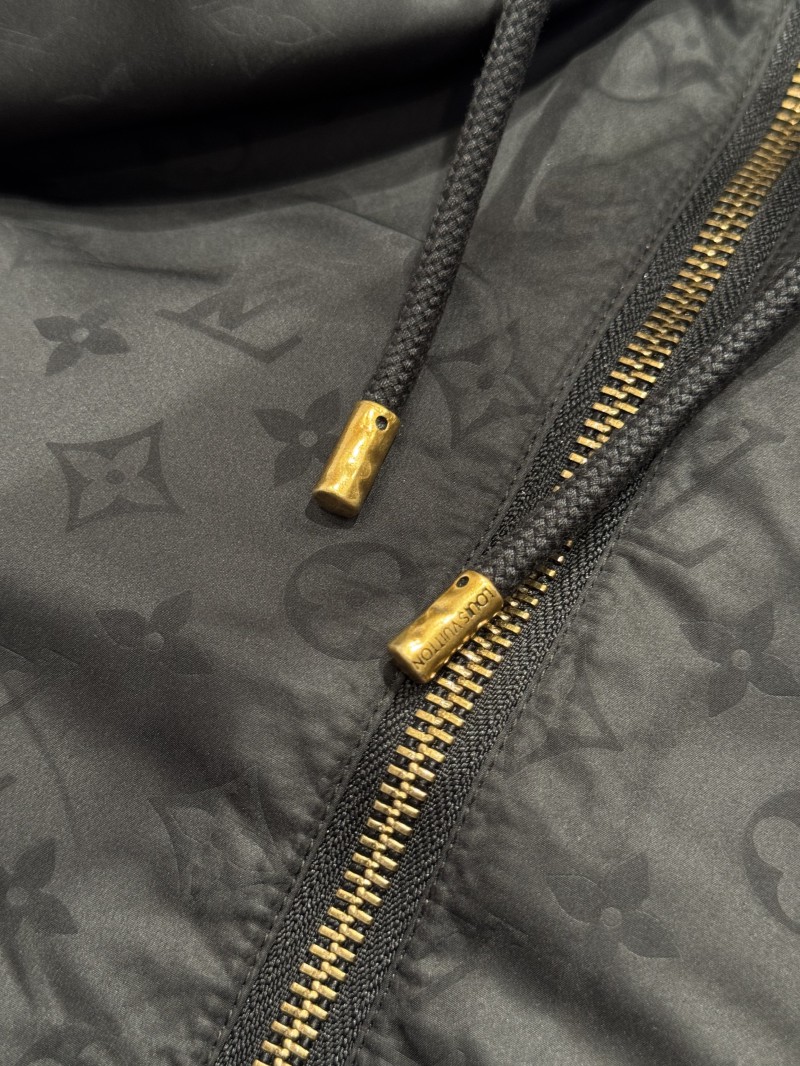 LV Logo All-Over Print Zipper Hooded Jacket 2 5